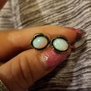 Opal earrings, .925 silver
